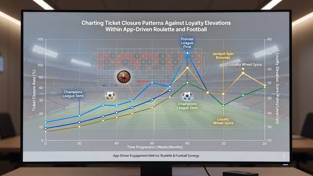 Line graph illustrating loyalty tier elevation rates segmented by average ticket closure time windows in roulette and football prediction applications