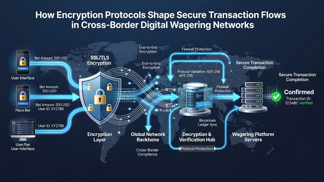 Cross-border data encryption flow diagram for digital wagering