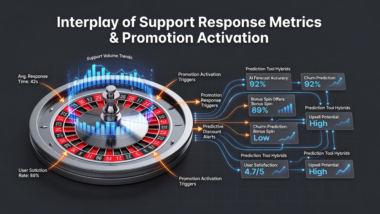 Dashboard showing support response times alongside promotion triggers in hybrid gaming apps